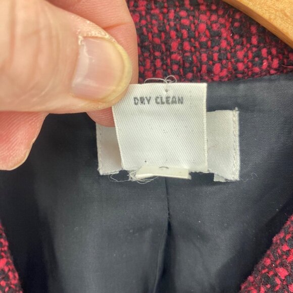 LOFT Blazer Womens 6 Red Black Wool Blend Button Up Pockets Office Career Work - Picture 6 of 10